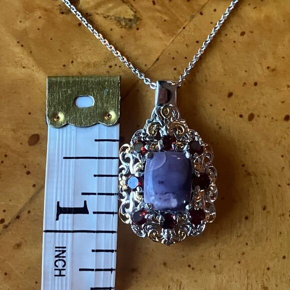 Rare Tiffany Stone Red Garnet Sterling Silver Necklace - Picture 3 of 9